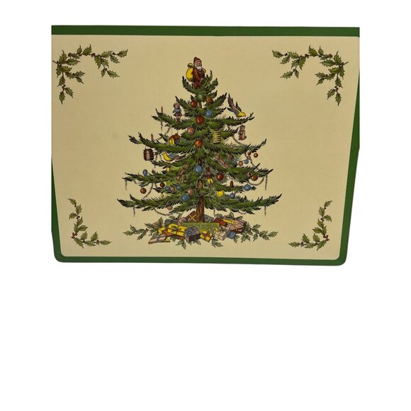 Spode Christmas Tree Dessert Tray & 4 Placemats Set - Picture 8 of 10